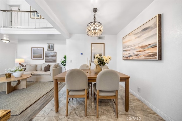 1665 Bridgeport, West Covina, CA 91791 - dining area featuring a chandelier and baseboards