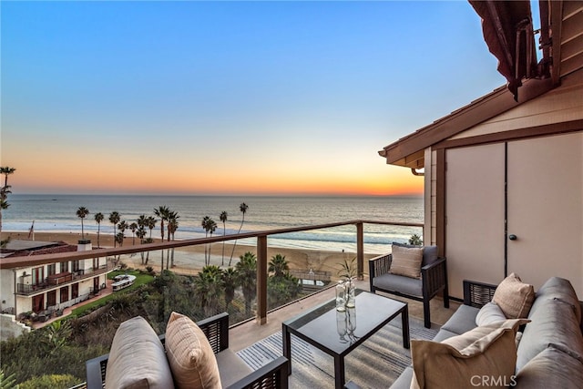408 Pasadena Ct Unit L, San Clemente, CA 92672 - balcony at dusk featuring outdoor lounge area and a water view