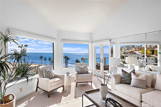 408 Pasadena Ct Unit L, San Clemente, CA 92672 - sunroom / solarium featuring a water view and lofted ceiling