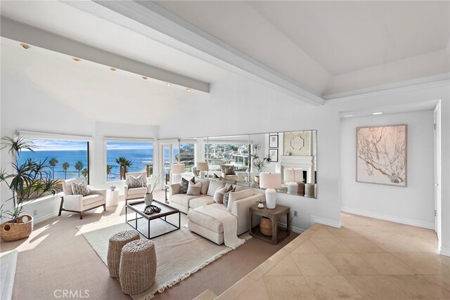 408 Pasadena Ct Unit L, San Clemente, CA 92672 - living area with high vaulted ceiling and baseboards