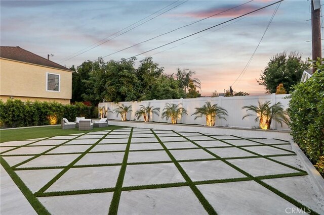 2227 N Lamer St, Burbank, CA 91504 - patio terrace at dusk with a patio and an outdoor hangout area