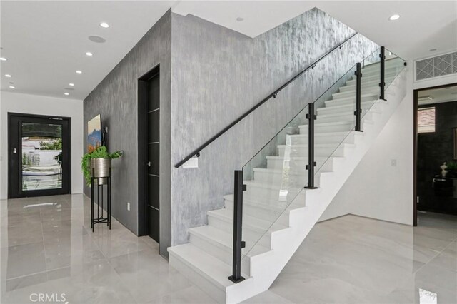 2227 N Lamer St, Burbank, CA 91504 - stairs featuring recessed lighting