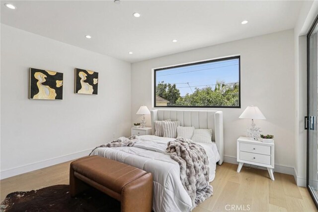 2227 N Lamer St, Burbank, CA 91504 - bedroom with light wood-style flooring, recessed lighting, and baseboards