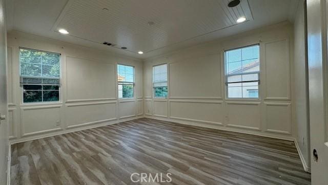 345 W Saint Andrews St, Ontario, CA 91762 - empty room with a decorative wall, wood finished floors, recessed lighting, and ornamental molding