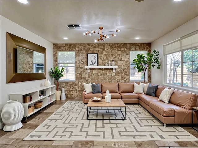 345 W Saint Andrews St, Ontario, CA 91762 - living room with plenty of natural light, a chandelier, and recessed lighting