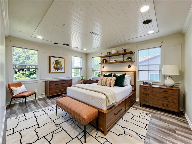 345 W Saint Andrews St, Ontario, CA 91762 - bedroom with light wood finished floors, recessed lighting, and wood ceiling