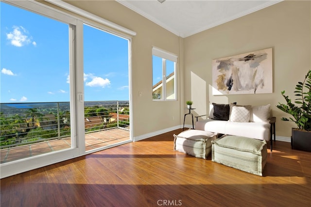3313 Cabo Ct, Carlsbad, CA 92009 - sitting room with crown molding, wood finished floors, and baseboards