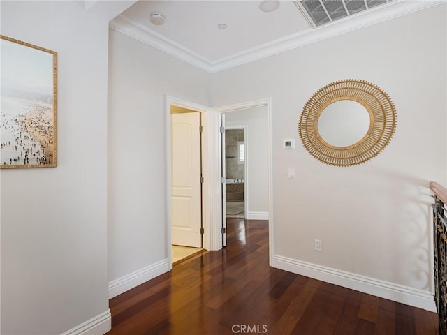 229 N Juanita Ave Unit B, Redondo Beach, CA 90277 - hall with baseboards, wood finished floors, and crown molding