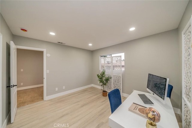 6367 Willow Ave, Rialto, CA 92377 - unfurnished office with light wood-type flooring and recessed lighting