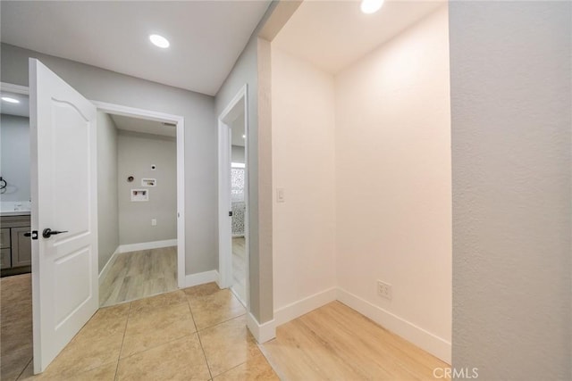 6367 Willow Ave, Rialto, CA 92377 - corridor with recessed lighting and light wood-style floors