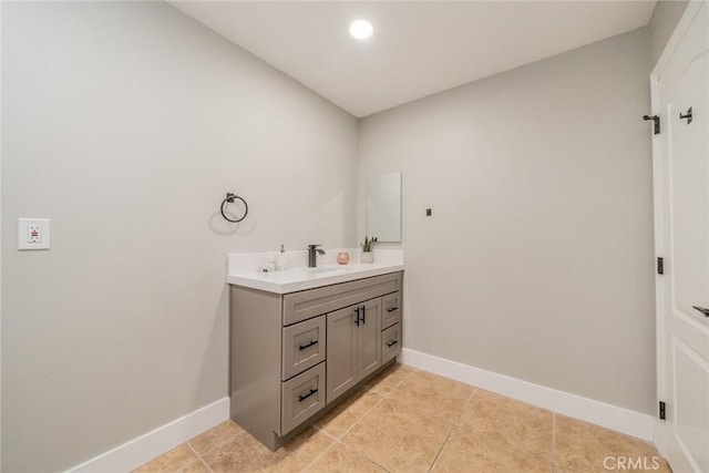 6367 Willow Ave, Rialto, CA 92377 - bathroom with double vanity, tile patterned flooring, and recessed lighting