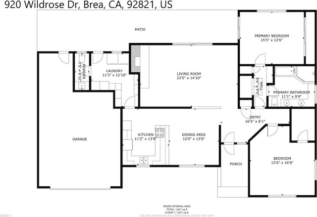 920 Wildrose, Brea, CA 92821 - view of room layout