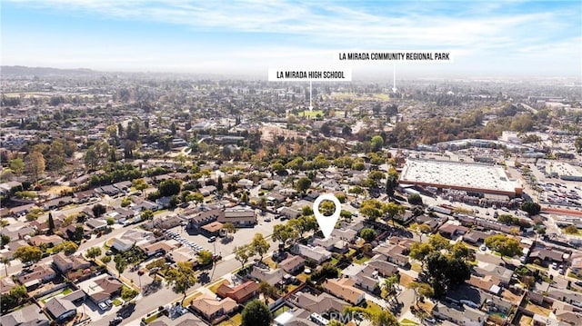 12119 Los Coyotes Ave, La Mirada, CA 90638 - aerial view of property's location with nearby suburban area