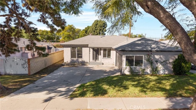 12119 Los Coyotes Ave, La Mirada, CA 90638 - ranch-style home with stucco siding, a shingled roof, and a gate
