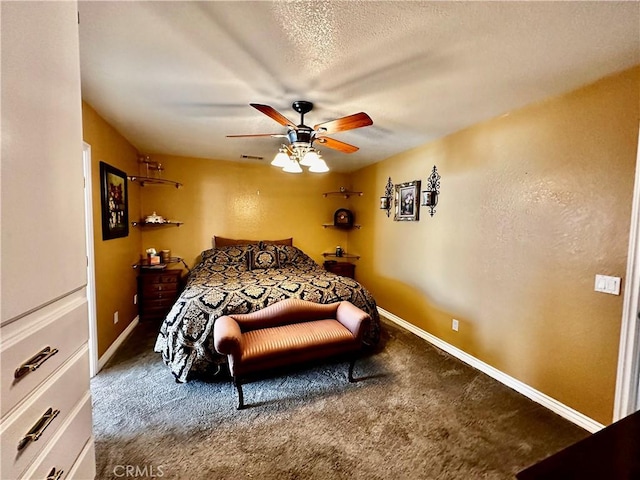 7562 Dartmouth Ave, Rancho Cucamonga, CA 91730 - carpeted bedroom with baseboards, a ceiling fan, and a textured ceiling