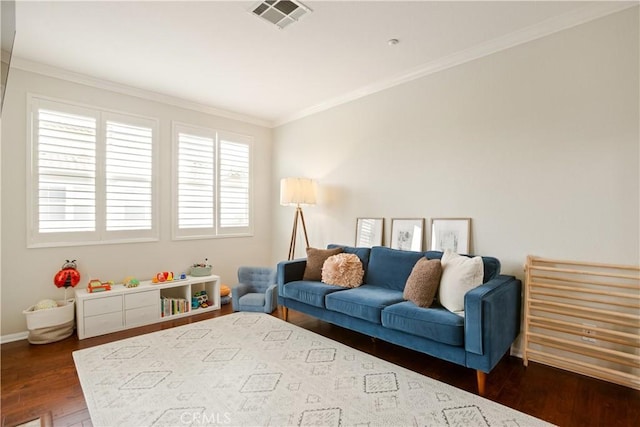 367 Caminito Barcelona, Chula Vista, CA 91914 - living area featuring dark wood finished floors, ornamental molding, and baseboards