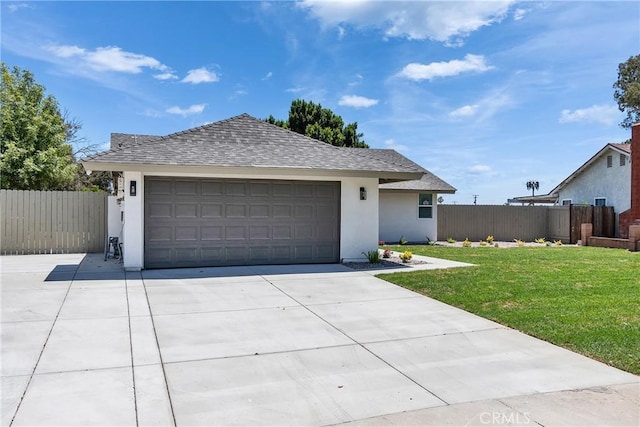 16409 Barbee St, Fontana, CA 92336 - ranch-style home with stucco siding, roof with shingles, driveway, and an attached garage