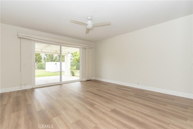 24912 Delos Ave, Mission Viejo, CA 92691 - spare room featuring baseboards, light wood finished floors, and a ceiling fan