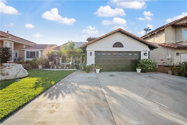 938 Amherst St, Corona, CA 92878 - ranch-style home with solar panels, a garage, a front lawn, and stucco siding