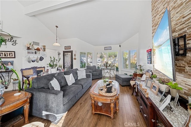 938 Amherst St, Corona, CA 92880 - living area with high vaulted ceiling and wood finished floors