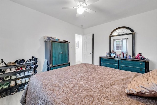 155 N Acacia Ave, Rialto, CA 92376 - bedroom featuring wood finished floors and ceiling fan