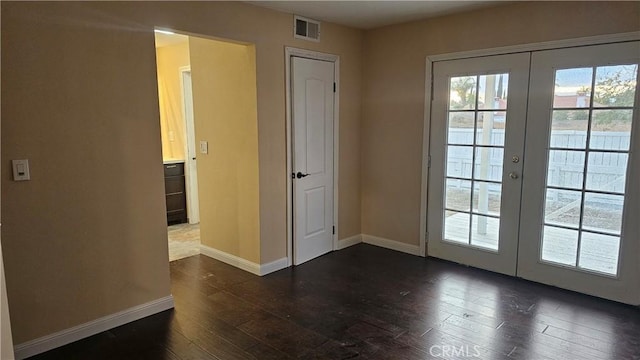 42269 Whittier Ave, Hemet, CA 92544 - entryway featuring french doors and dark wood finished floors