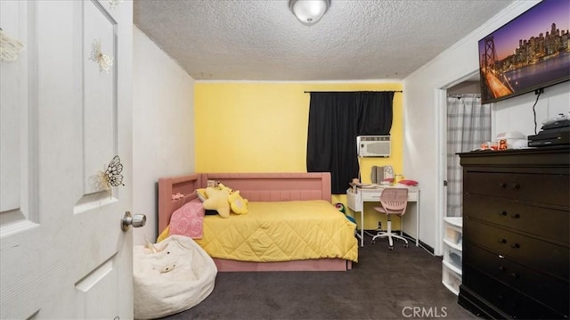 3510 E 2nd St, Los Angeles, CA 90063 - carpeted bedroom with a textured ceiling and cooling unit