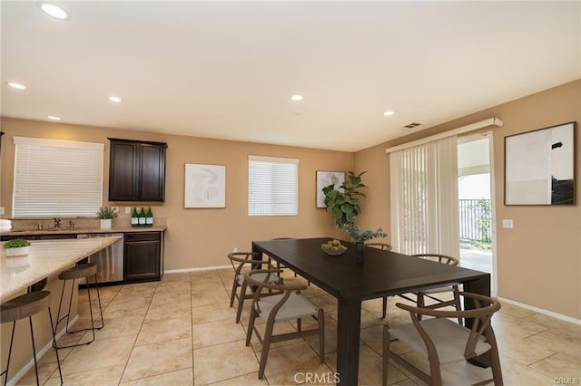 16550 Village Meadow Dr, Riverside, CA 92503 - dining room featuring baseboards, recessed lighting, and light tile patterned floors