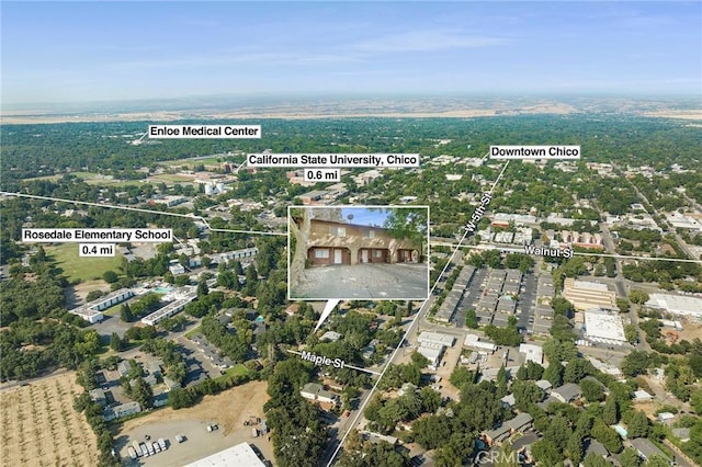 403 Maple St, Chico, CA 95928 - aerial overview of property's location featuring property boundaries highlighted