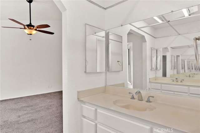 10824 Sundance Dr, Rancho Cucamonga, CA 91730 - bathroom with vanity and ceiling fan