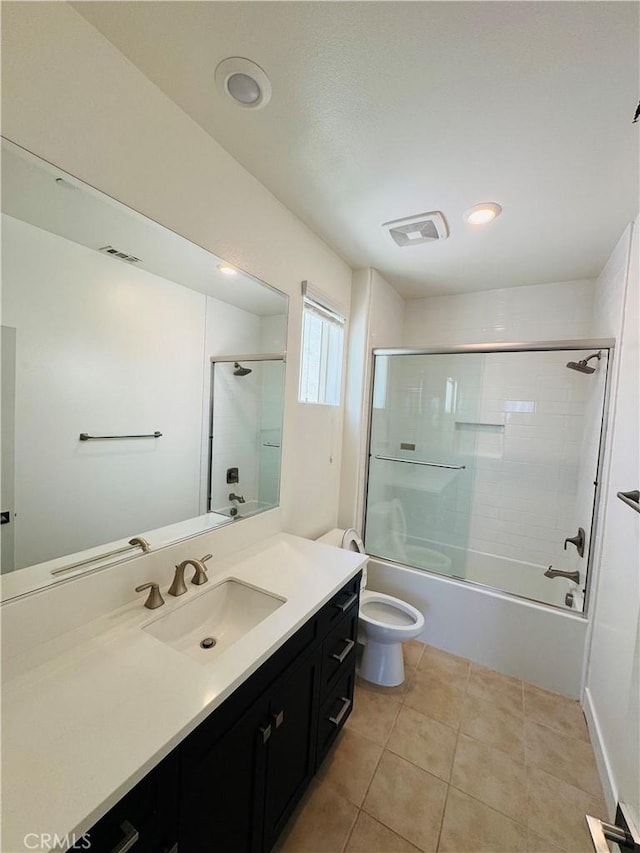 158 Scale, Irvine, CA 92618 - bathroom featuring vanity, tile patterned flooring, shower / bathtub combination, and recessed lighting