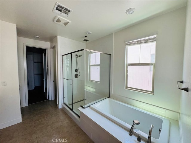 158 Scale, Irvine, CA 92618 - full bathroom featuring a shower stall, a bath, and tile patterned flooring