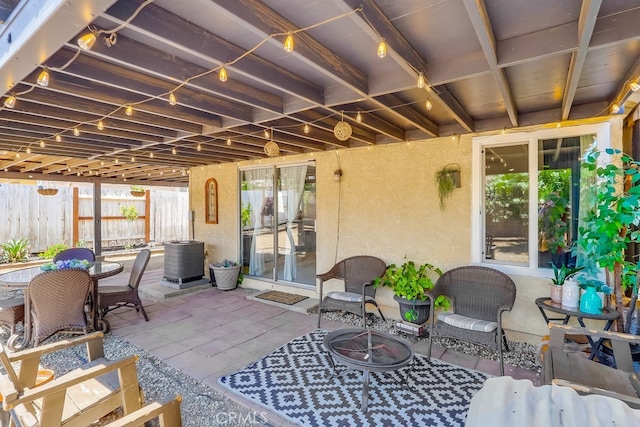 2846 Nandina Dr, Palmdale, CA 93550 - view of patio / terrace with an outdoor fire pit and central AC unit
