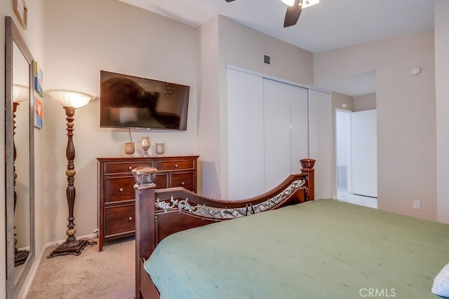 2846 Nandina Dr, Palmdale, CA 93550 - carpeted bedroom featuring a closet, ceiling fan, and baseboards