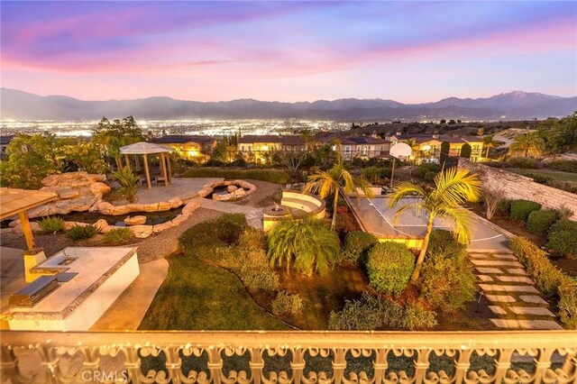19599 Highland Terrace Dr, Walnut, CA 91789 - aerial view at dusk of a mountain view