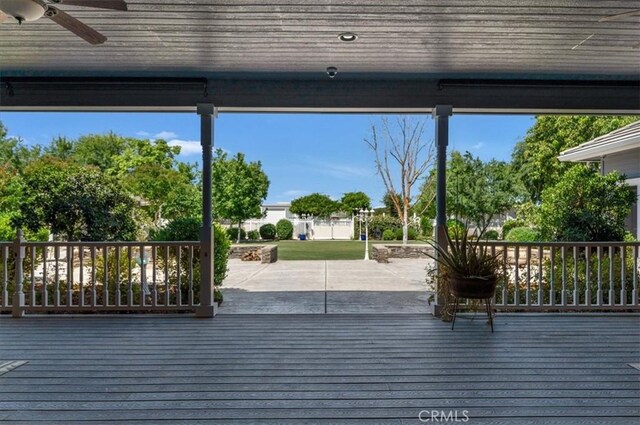 8401 Mayer Ave, Bakersfield, CA 93314 - doorway to outside with a ceiling fan