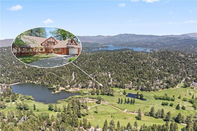 524 Golf Course Rd, Lake Arrowhead, CA 92352 - drone / aerial view of a water and mountain view