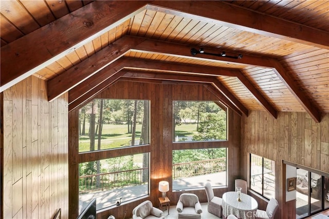 524 Golf Course Rd, Lake Arrowhead, CA 92352 - living area with wood walls and wood ceiling