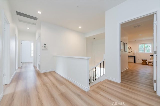 2115 Via Viejo, San Clemente, CA 92673 - corridor with an upstairs landing, wood finished floors, and recessed lighting