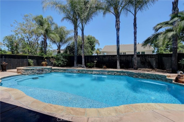 19068 Sunflower Pl, Riverside, CA 92508 - view of pool with a fenced backyard and a pool with connected hot tub