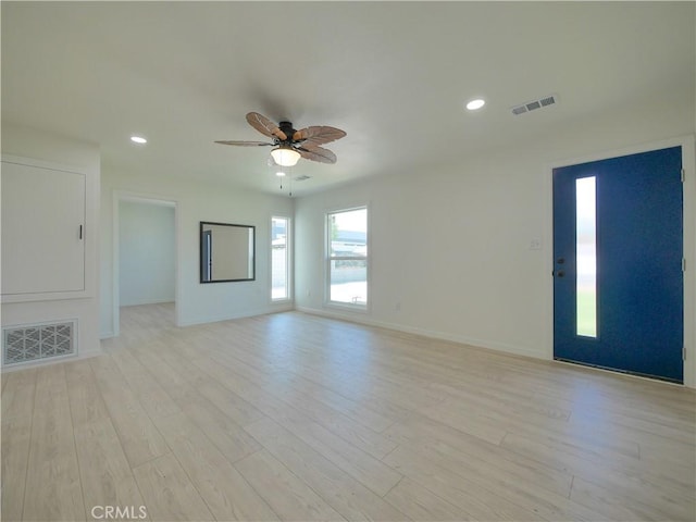 24931 Vine St, San Bernardino, CA 92410 - unfurnished living room with ceiling fan, recessed lighting, and light wood finished floors
