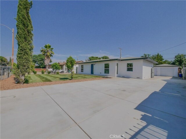 24931 Vine St, San Bernardino, CA 92410 - ranch-style house with concrete driveway and an outdoor structure