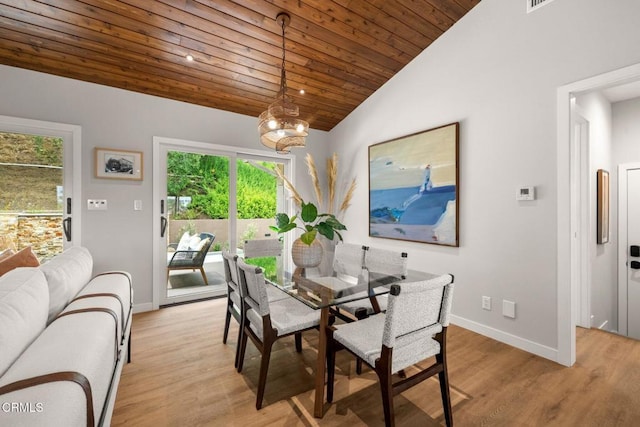 845 Rollin St, South Pasadena, CA 91030 - dining space featuring lofted ceiling, wood ceiling, a chandelier, and light wood-type flooring