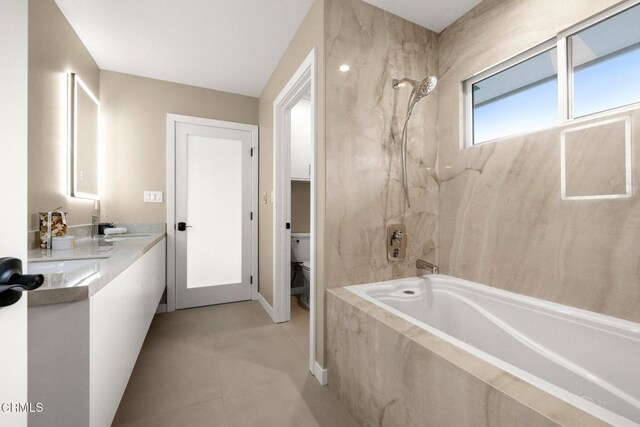 845 Rollin St, South Pasadena, CA 91030 - bathroom with double vanity and a combined bath / shower with marble appearance
