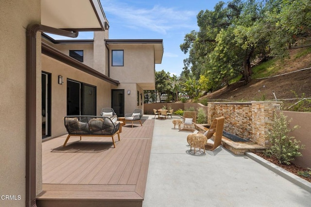 845 Rollin St, South Pasadena, CA 91030 - wooden terrace featuring an outdoor hangout area and a patio area