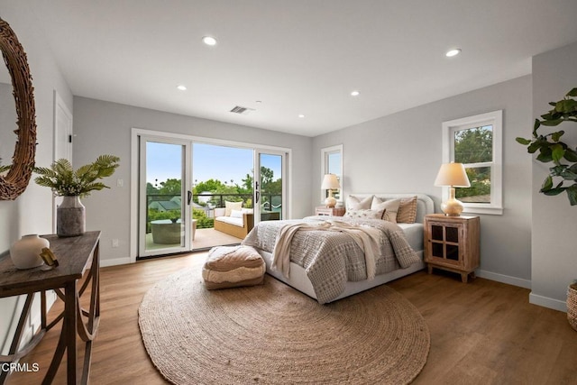 845 Rollin St, South Pasadena, CA 91030 - bedroom featuring access to exterior, recessed lighting, and light wood-style floors