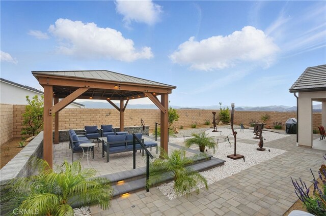 28410 Orange Park Dr, Castaic, CA 91384 - fenced backyard featuring a gazebo, outdoor lounge area, and a patio area