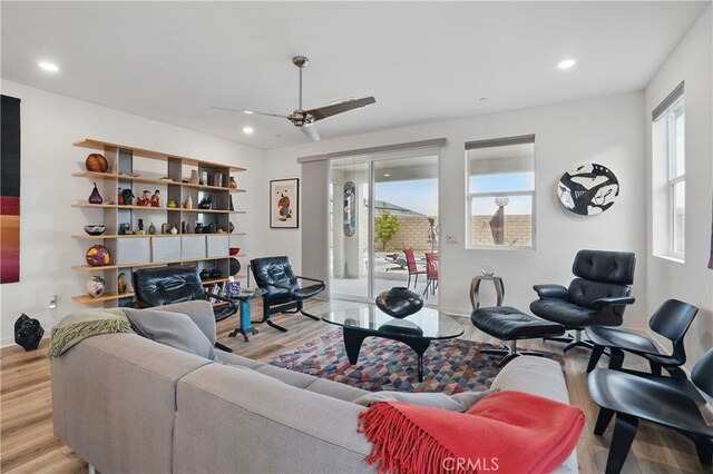 28410 Orange Park Dr, Castaic, CA 91384 - living area with wood finished floors, ceiling fan, and recessed lighting