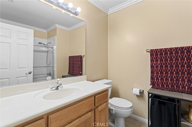 1042 Coronet Dr, Riverside, CA 92506 - bathroom with vanity, ornamental molding, and tile patterned flooring