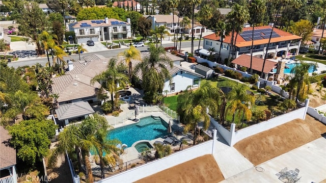 1042 Coronet Dr, Riverside, CA 92506 - aerial view of residential area with a pool